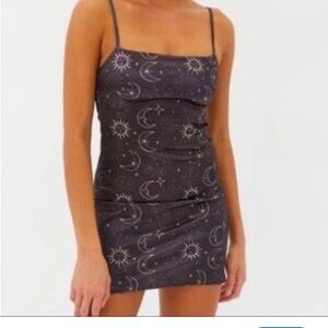 Urban Outfitters Zodiac Celestial Sateen Bodycon Mini Dress Size XS